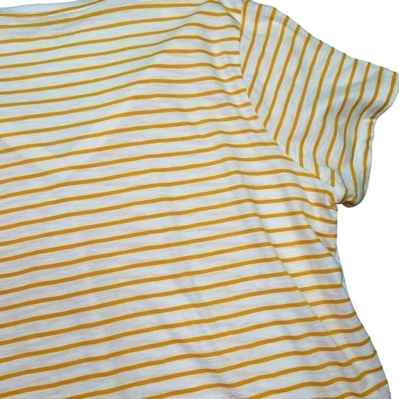 Madewell Theresa Striped Short Sleeve V Neck Top In Pollen Yellow Cotton Size 2X - Picture 8 of 13